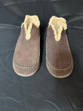 Sorel Brown Suede Shearling-Trim Slip-On Slippers